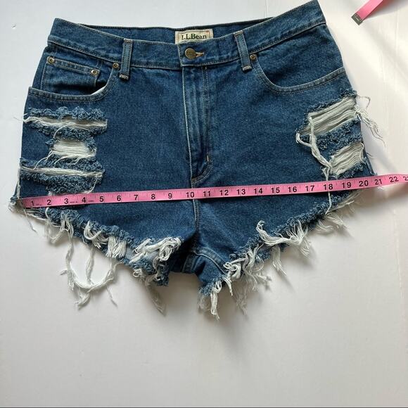 Vintage L.L. Bean Denim Shorts 31" High Rise Custom Distressed - Picture 10 of 12